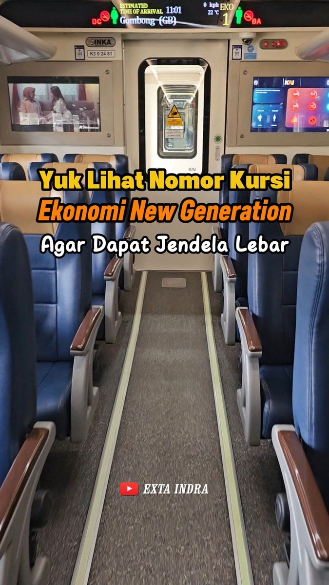 extachima's tweet photo. Melihat nomor kursi dari Ekonomi New Generation agar saat memilih kursi dapat jendela lebar dan bisa melihat pemandangan

🚉 KA Mataram 75B
 🪧 Naik dari Jogja ke arah Jakarta

Tonton video di Facebook Exta Indra
Atau klik link :
https://t.co/l3NmPM3MwG https://t.co/GbuU4utGgq