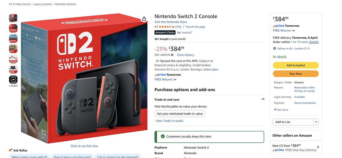 One of my sponsors just bought a Switch 2 for only $384 on Amazon ...