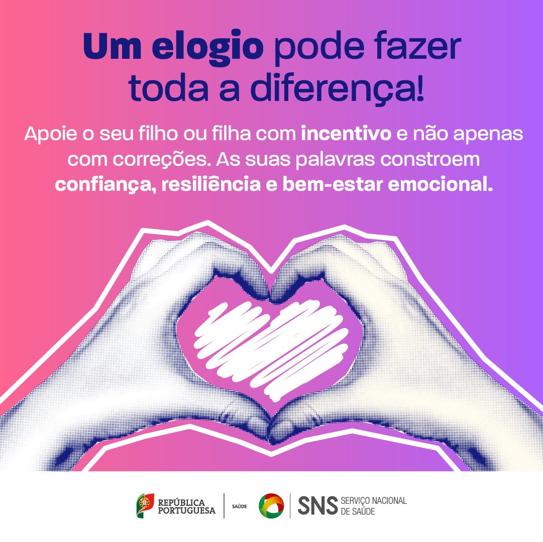 SNS_Portugal's tweet image. Hoje, ao jantar, lance este desafio: todos os elementos da mesa devem elogiar a pessoa que está ao lado. Faça este exercício de vez em quando e veja os sorrisos a crescerem. Pela sua saúde e pela saúde de quem está a crescer. #Saúde #SNS #SaúdeMental
©👉 @WHO