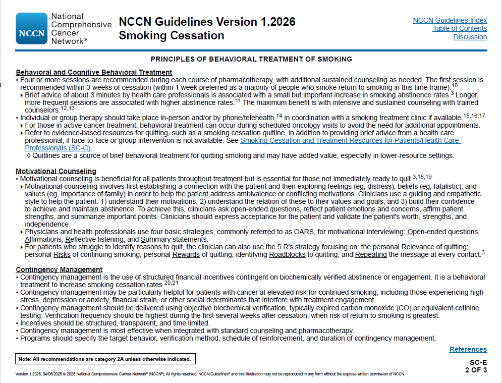 AddictionCareMI's tweet photo. 📢BIG NEWS: @NCCN just updated its guidelines and - for the first time - recommends contingency management (CM) for smoking cessation!! Shoutout to MI-ACRE Co-Director @DrLaraCoughlin who served on the panel👏
https://t.co/xzQVIRkdOG https://t.co/a77CY4f6q5