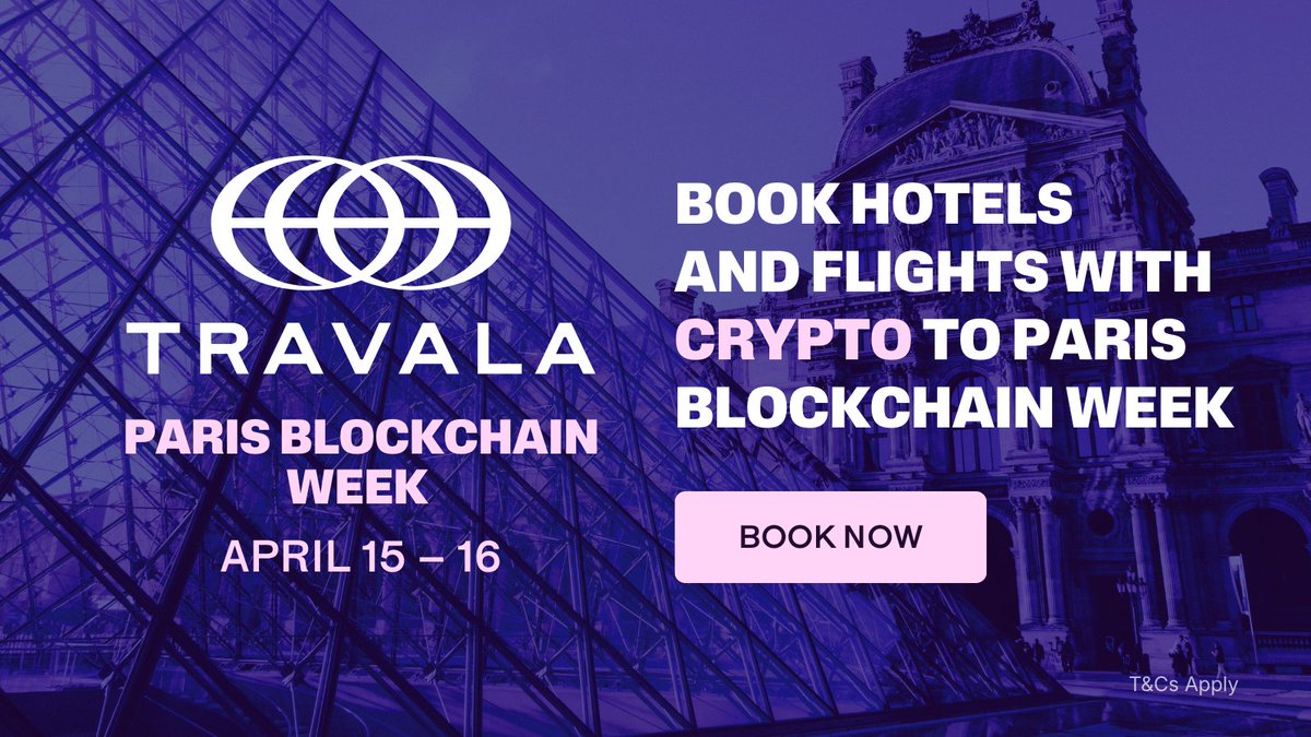 travalacom's tweet photo. Flying to Paris for Blockchain Week?✈️

Book your flights &amp; hotels with crypto! Pay with $BTC, $ETH, $USDT, $USDC, $AVA &amp; 100+ other cryptos! Book now: https://t.co/u0lQtjf2bn

@ParisBlockWeek is bringing global leaders in digital assets to the iconic Carrousel du Louvre #PBW2026 https://t.co/lP1vo8l2Mx