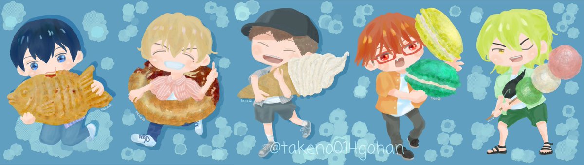 横長で再掲です
こてっことおやつたち🐟️🍩🍦🥚🍡