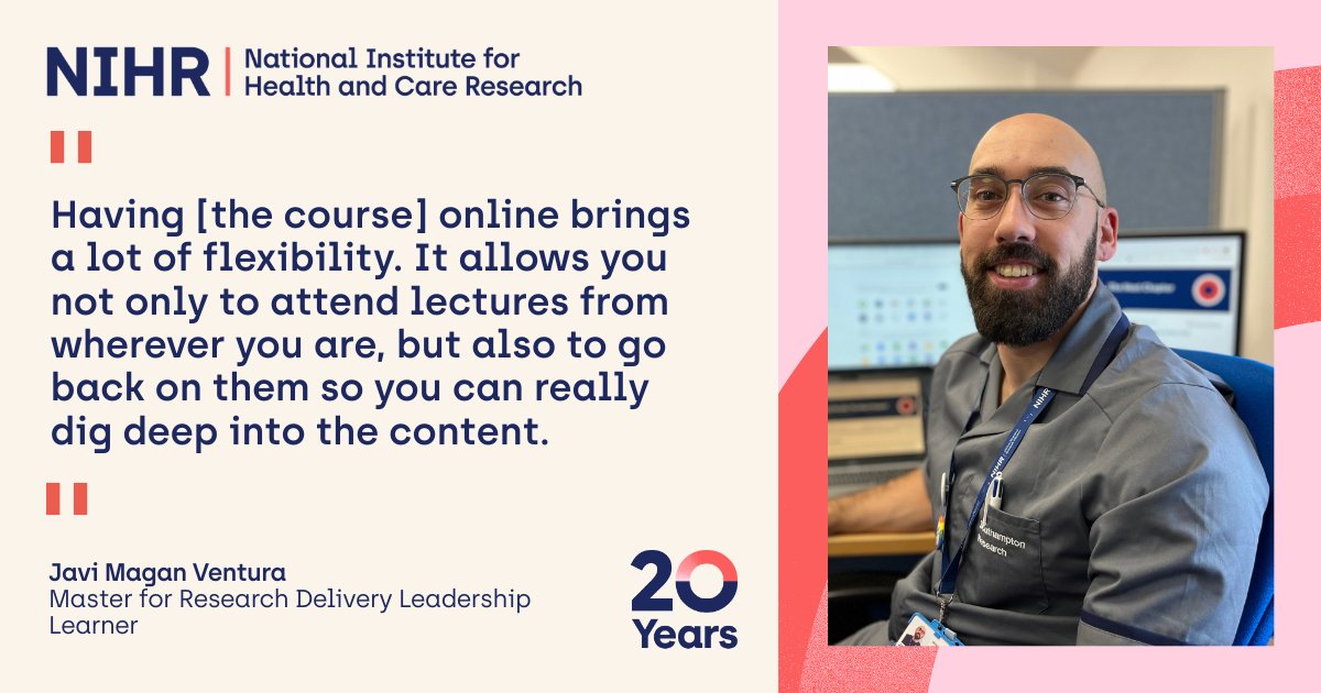 NIHRresearch's tweet photo. The Masters for Research Delivery Leadership, formerly known as the Clinician Researcher Credentials Framework, gives health and care professionals from all professional backgrounds the chance to develop leadership roles in clinical research. Want find out more? 🔬
🚨The deadline for bursary application is Wednesday 1 July 2026.
You must have an offer from one of the participating universities before applying for a bursary.
Find out more: https://t.co/v0qeE3S9Cq