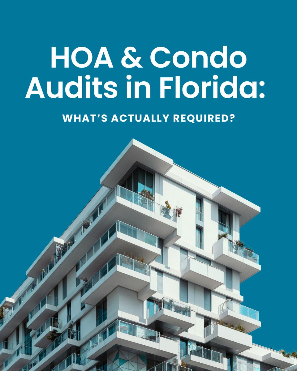 AlpineMarHQ's tweet photo. If you’re on a board or managing an association, this is one of those things you really don’t want to guess on.
​
In Florida, financial reporting requirements depend on your annual revenue:

$150K–$300K → Compilation
$300K–$500K → Review
$500K+ → Audit
​
These reports are required every year and must be prepared by an independent CPA, typically within 90 days of your fiscal year-end.
​
There are cases where members can vote to waive or reduce the level of reporting, but that depends on your governing documents and specific rules.

Basically, it’s not one-size-fits-all, and it’s easy to get wrong.

Good news: we handle HOA and condo audits now.