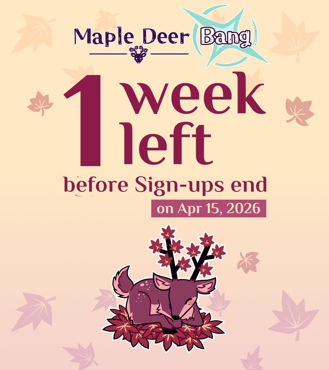 mapledeer_event's tweet photo. 1 week left before application ends! 🏃 
If you are interested in participating our mapledeer bang, check our bio for the forms! 🩷 

#heikazu #kazuhei https://t.co/JQC13Xn5Ex