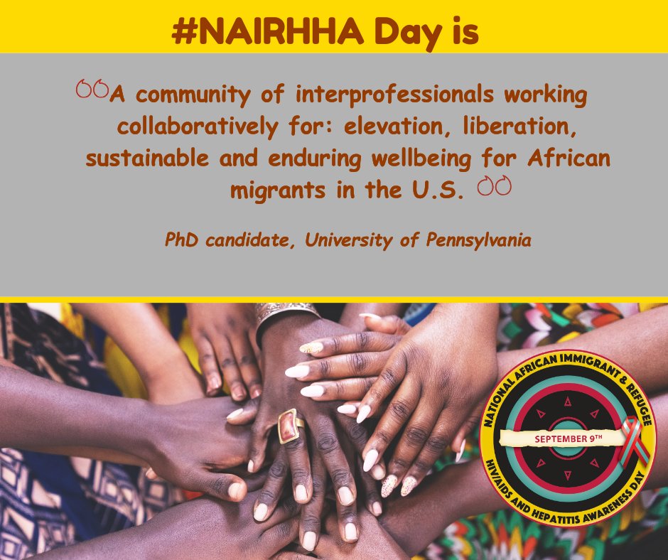 When many hands join, the load becomes lighter. 🧡 #NAIRHHADay is a community of interprofessionals working together for the elevation, liberation, and enduring wellbeing of African migrants in the U.S. That is people power with purpose. #AfricanImmigrantHealth #Community