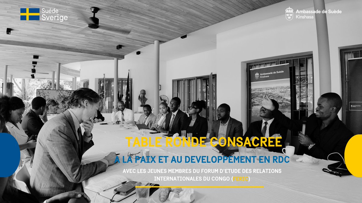 SwedeninDRCongo's tweet image. La résidence de l’ambassadeur de Suède en RDC a accueilli une #table #ronde sur la #paix et le #développement en RDC, mettant particulièrement l’accent sur le rôle essentiel des #jeunes, qui représentent près de 65 % de la population.

Pour plus d'infos: facebook.com/share/p/1ETaSJ…