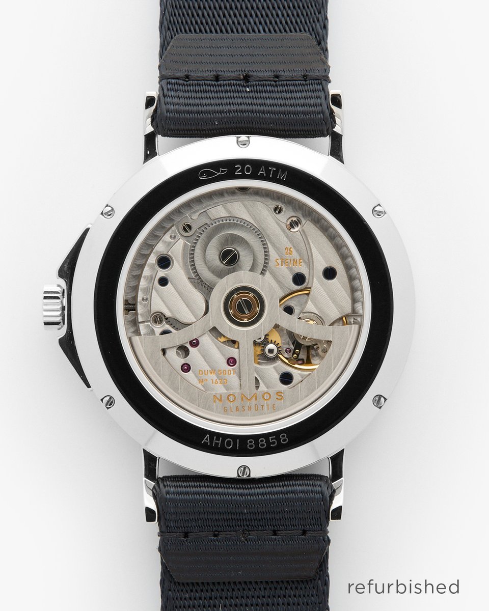 nomosglashuette's tweet image. In Rare Finds section of the #NOMOS Store you will find #watches that have been used as display pieces, but have since undergone servicing to restore them to a 'like new' condition. One example is this #Ahoi, powered by the automatic caliber DUW 5001.

nomos-glashuette.com