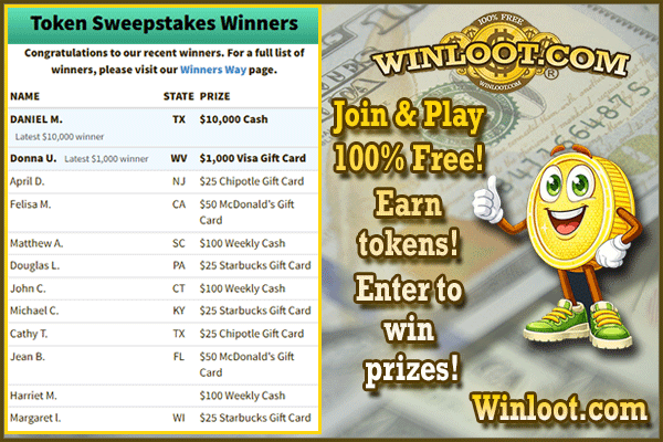 Winloot's tweet image. Join our growing list of token prize #winners!🏆

✔️Play Winloot: ow.ly/TpUI50YFExG
✔️Earn Tokens!
✔️Enter to #win prizes!
💯100% FREE!🆓