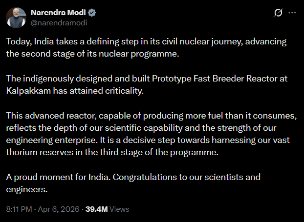sukumar_ce's tweet photo. The road to Stage 3 and our thorium future is officially open. Huge win for @narendramodi’s vision. #NuclearPower #viksitbharat_viksitgujarat https://t.co/mgkeQ3l8Mr