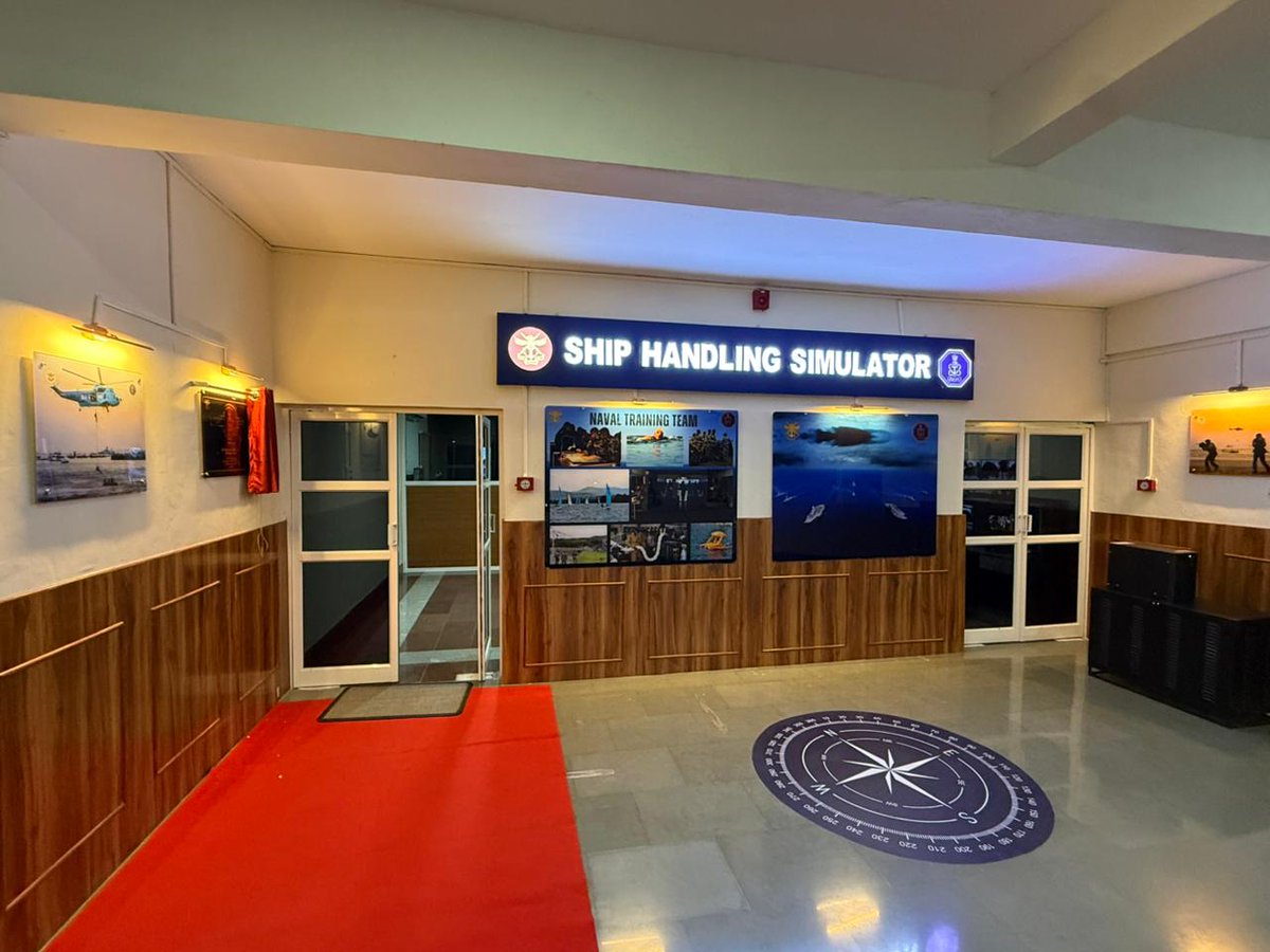 HQ_IDS_India's tweet image. #NDA has instituted a state-of-the-art Ship Handling Simulator to provide realistic, scenario-based training to cadets. The simulator features a 270° immersive view, advanced real-time simulation capabilities and a wide spectrum of ship types and port environments thereby