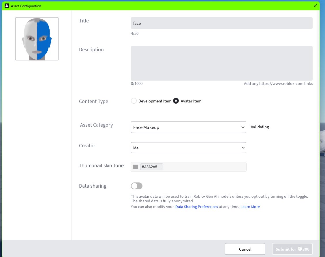 idelww's tweet image. #robloxdev #robloxugc #roblox @roblox #rtc @Roblox_RTC @Bloxy_News Makeup categories are now open to create by everybody!