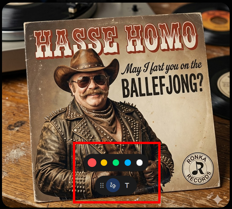 MXCartoons's tweet image. Det där flytande jefla paintverktyget som dyker upp VARJE gång man genererat en AI-bild i Gemini är ju sjukt irriterande. Hur stänger man av det? Det skymmer ju bilden när man ska kolla på den, och klickar man någonstans på bilden så ritas det en ful prick där.

#badUX