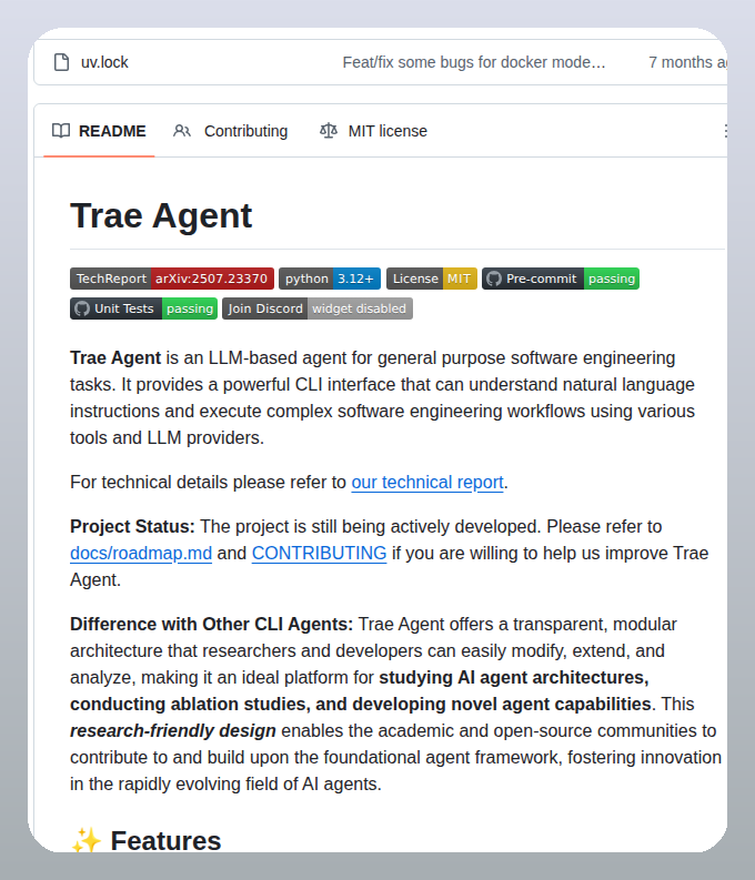 tom_doerr's tweet image. LLM agent for software engineering tasks

github.com/bytedance/trae…