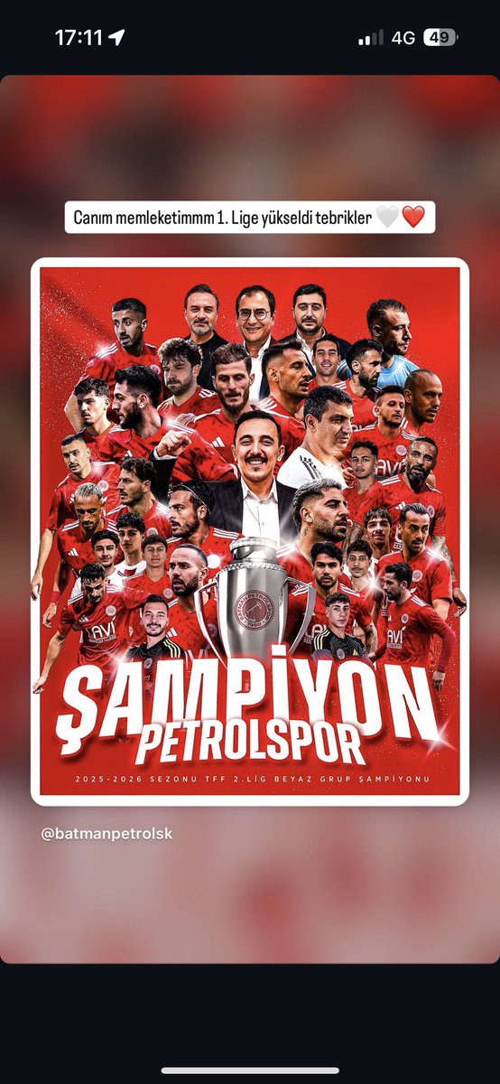 BerrinKonakc's tweet photo. Tebrikler canım memleketim ☺️ #batmanpetrolspor https://t.co/VgqJrlAueG