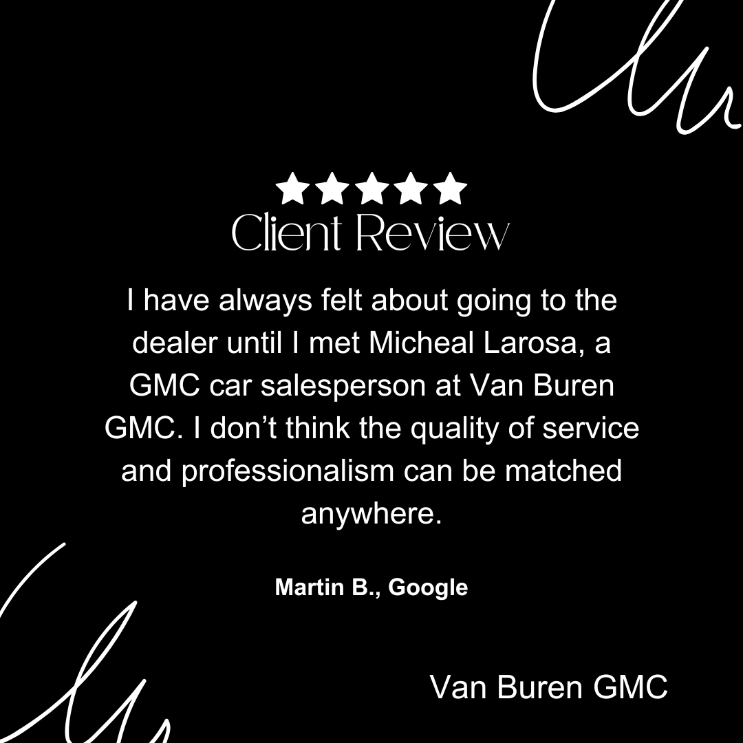 VanBurenAuto's tweet photo. Thanks, Martin! We’re glad Micheal Larosa provided such exceptional service—appreciate your feedback! https://t.co/5wPDoPKZRy
