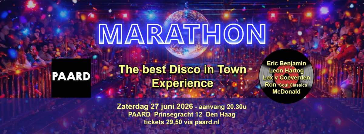 Stappendenhaag's tweet image. De Marathon keert terug naar PAARD met ‘The Best Disco In Town Experience’ stappenindenhaag.nl/2026/04/08/de-… #denhaag #Agga #TheHague #Haags #thisisthehague #stappenindenhaag #denhaagstaataan #thehaguenightlife #DenHaagNights #TheHagueEvents  #Disco