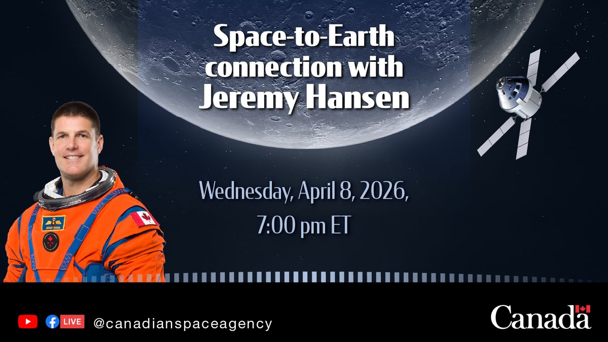 Prime Minister Mark Carney and other special guests will join a call with CSA astronaut Jeremy Hansen on Artemis II.

Watch this special moment hosted by CSA astronaut Joshua Kutryk tonight at 7:00 p.m. (ET) on our Facebook and YouTube pages.