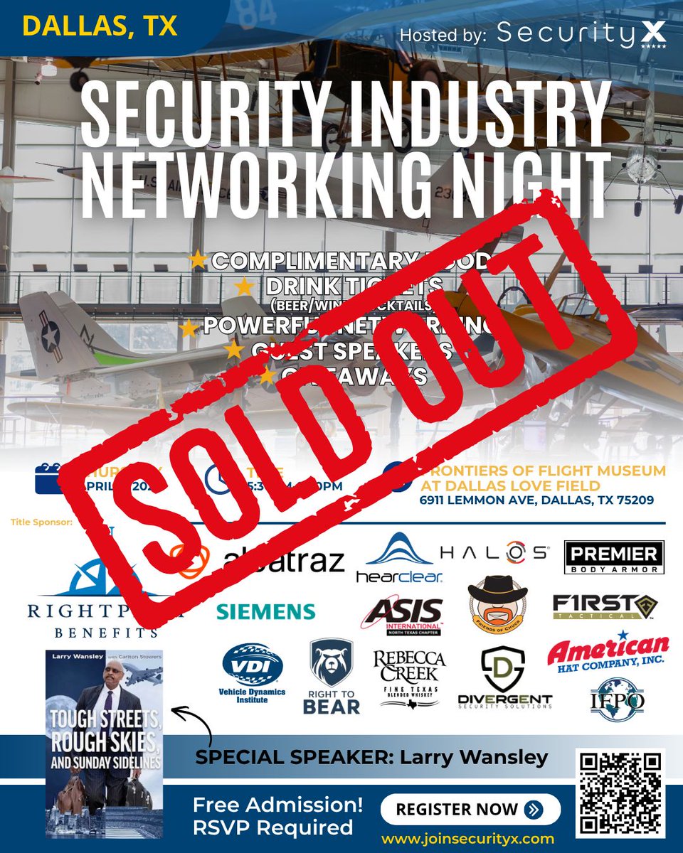 JoinSecurityX's tweet photo. 🚨 SOLD OUT, DALLAS 🚨

We’re officially FULL 🔥

If you secured your spot — this is your reminder for TOMORROW 👀

Food 🍽️ Drinks 🍸 Networking 🤝 Giveaways 🎁
🎤 Larry Wansley

Let’s go. See y’all there.

#SecurityX #FriendsofChuck #DallasEvents #SecurityIndustry #Networking https://t.co/9CnBlifbCJ