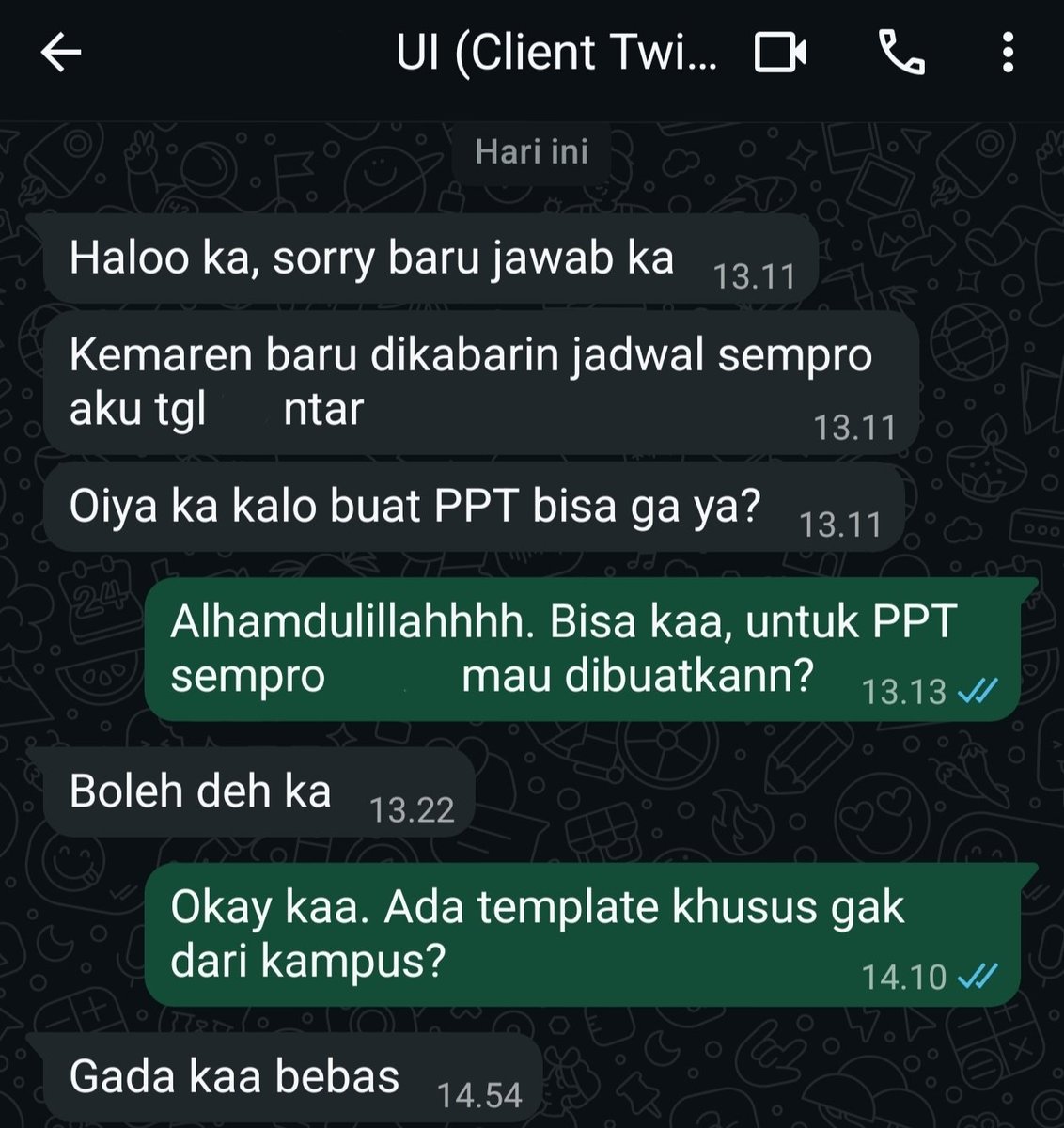 Sepertinya sudah cukup malam untuk posting hihihi... Kabar baik lagi dari clientkuuu, mau maju sempro ni uhuyyyy🥳🥳 Yuk buruan diorder skripsi/tesis/thesis/disertasi nya biar cepet2 sempro/sidang juga💃💃💃

#zonauangㅤ