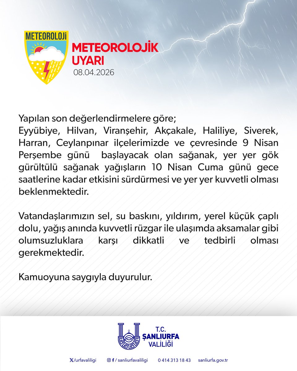 T.C. ŞANLIURFA VALİLİĞİ tweet media