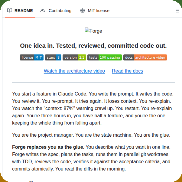 tom_doerr's tweet image. Automates brainstorm-to-commit pipeline for Claude Code

github.com/LucasDuys/forge