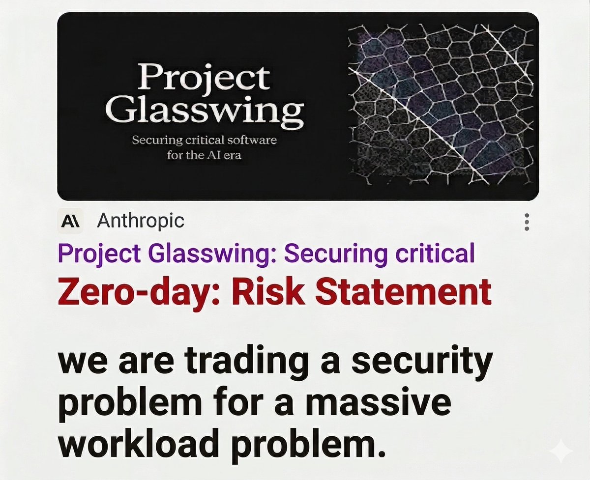 DataSavant's tweet photo. Anthropic just built an AI that finds zero-day security holes while we sleep.

The catch? We’re trading a security problem for a massive workload problem.

Finding 1,000 bugs is easy for AI, but fixing them without breaking the system is the hard part. We don’t need more alarms; we need better filters.