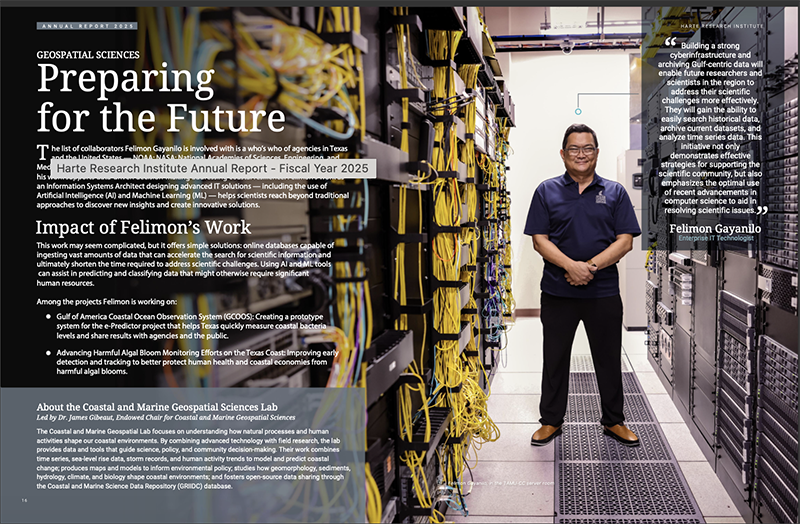 GCOOS1's tweet photo. @HarteResearch latest Annual Report offers a look at the people who produce impactful science at HRI — including a special "Preparing for the Future" article featuring the work of GCOOS Systems Architect and Co-Data Manager Felimon Gayanilo! https://t.co/zUAMAOsdnN