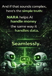 miracleN05's tweet photo. @NaraBuildAI And if that sounds complex,
here’s the simple truth:
NARA helps AI handle money
the same way it handles data.

Seamlessly. https://t.co/DOqqJKtMr4