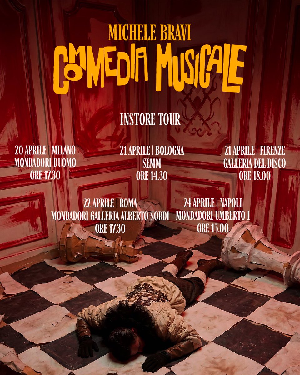 michele_bravi's tweet photo. Vi immaginate se Lady Gaga vi dicesse “ci vediamo per parlare del mio disco e poi diventiamo amici”?
Beh, continuate a immaginare perché ci sono solo io.
Accontentatevi.

Commedia musicale | INSTORE tour

https://t.co/SRr19CjJAn https://t.co/mJPZyxX8MO