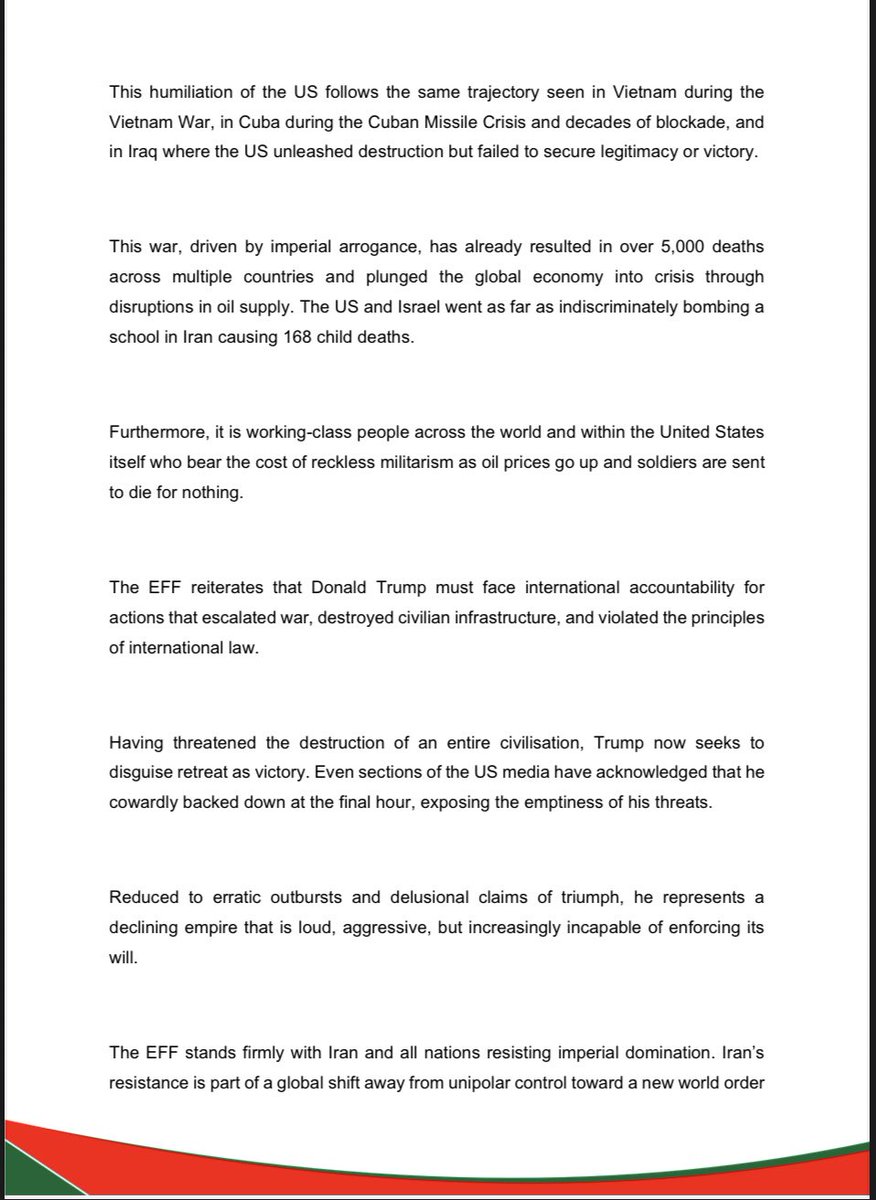 Economic Freedom Fighters tweet media