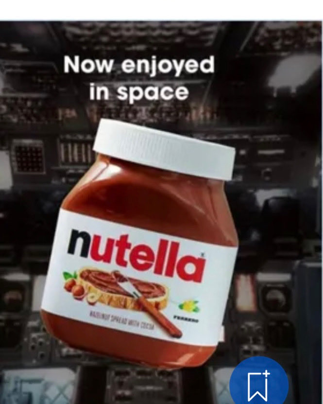 #Nutella is to modern day space travel as #Tang was for the astronauts in the 1960’s #NASA #ArtemisII #Moon