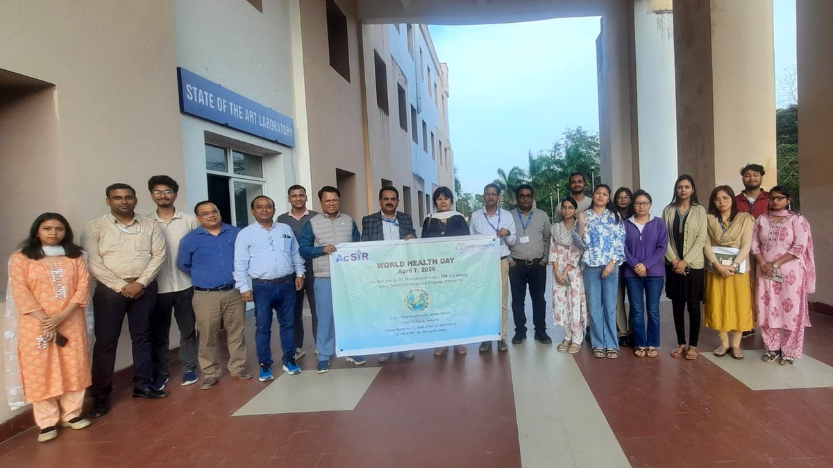 rmrcne's tweet photo. 🌏#WorldHealthDay & #AcSIR Foundation Day at ICMR-RMRCNE: '#TogetherForHealth Stand with Science.'
Chief Guest Dr. Shekharjyoti Gogoi spoke on #Hypertension & #CardiacHealth. Director Dr Suman Kanungo & Dr Siraj A. Khan stressed the role of science in Global wellbeing.#ICMR https://t.co/nVdYHBtWvH