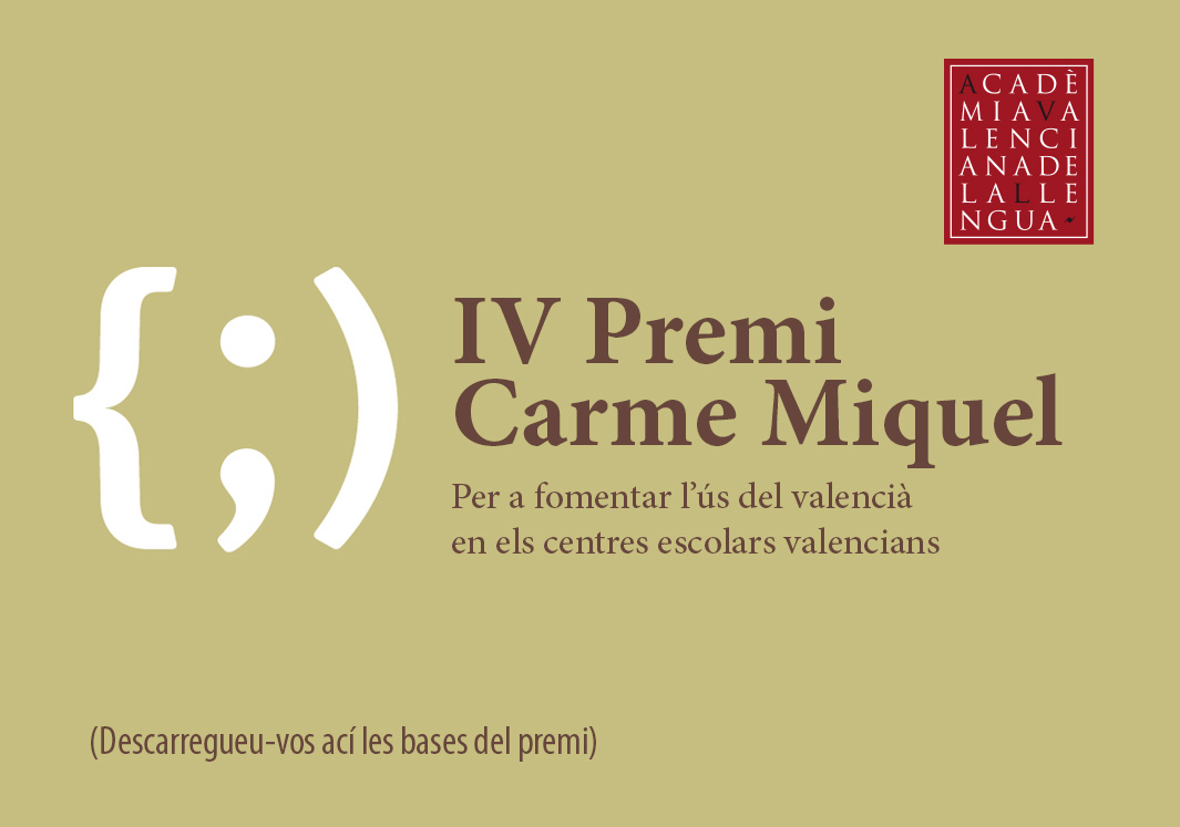 AVLoficial's tweet photo. 📖 L'AVL convoca el IV Premi Carme Miquel per a fomentar l'ús del valencià en els centres escolars.

📅 El termini per a participar i presentar la  sol·licitud finalitza el 30 de setembre del 2026.

Tota la informació en el següent enllaç:

https://t.co/RK6MPyaD3Y https://t.co/bLkKbic3Bb