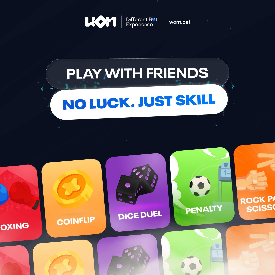 timetowom's tweet photo. Where pure skill meets pure excitement.
No more random wins; only the fastest and smartest take the lead at WOM
Bring your friends, pick your game, and claim your victory! π
#OnlineGaming #CompetetiveGaming #WinWithSkill #WomBet https://t.co/S7YJhnRT5Z