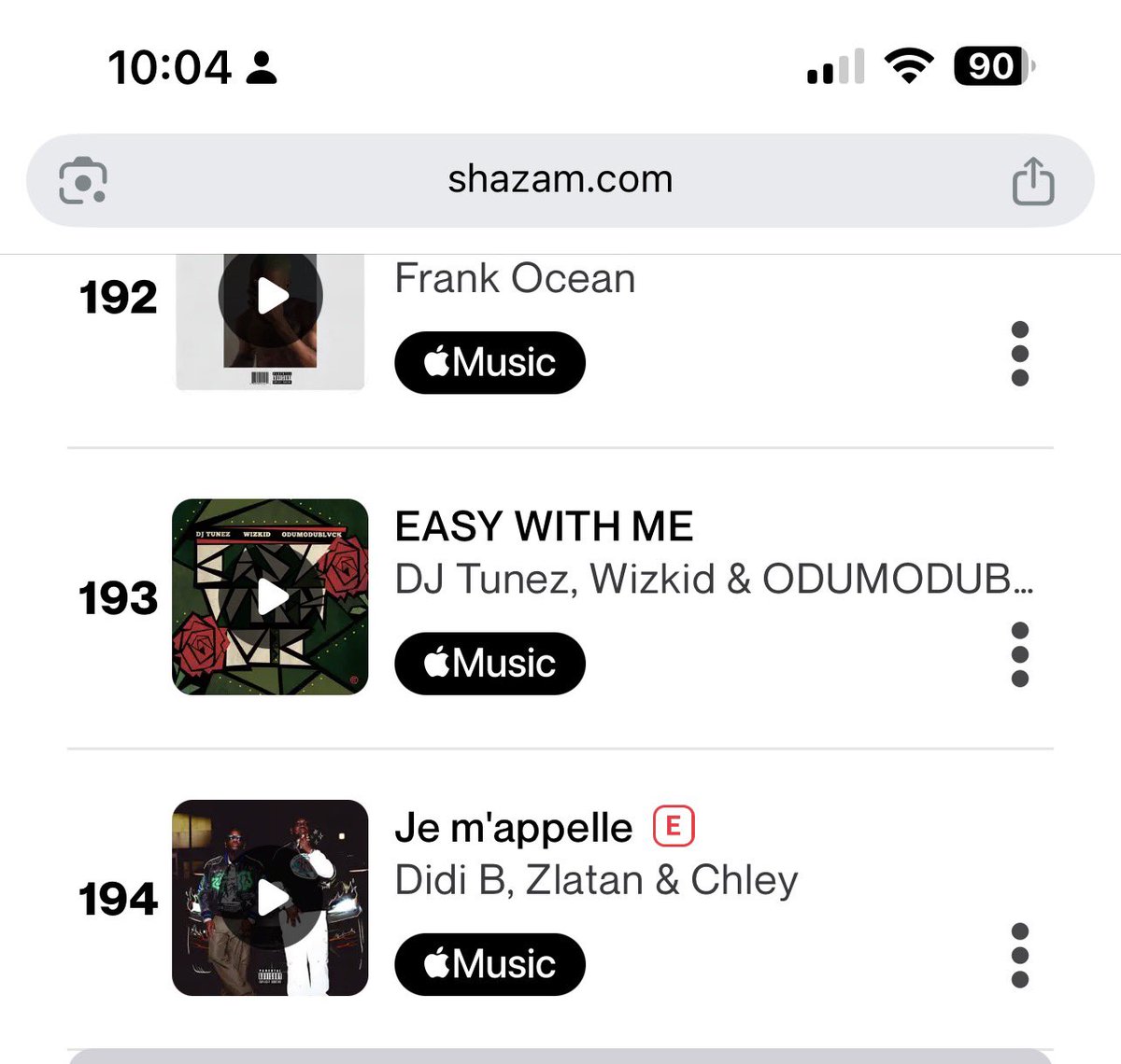 BayoInLagos's tweet photo. 🚨 « Je m’appelle » de Didi B 🇨🇮, Zlatan 🇳🇬 &amp; Chley 🇿🇦 vient d’apparaître dans le Top 200 Shazam Nigeria 🇳🇬 3 jours après sa sortie à la 194e place 🔥

📌1er artiste ivoirien 🇨🇮 à apparaître 2 fois dans le Top Shazam du Nigéria 🇳🇬 👏🏾 https://t.co/MGX60cXBXo