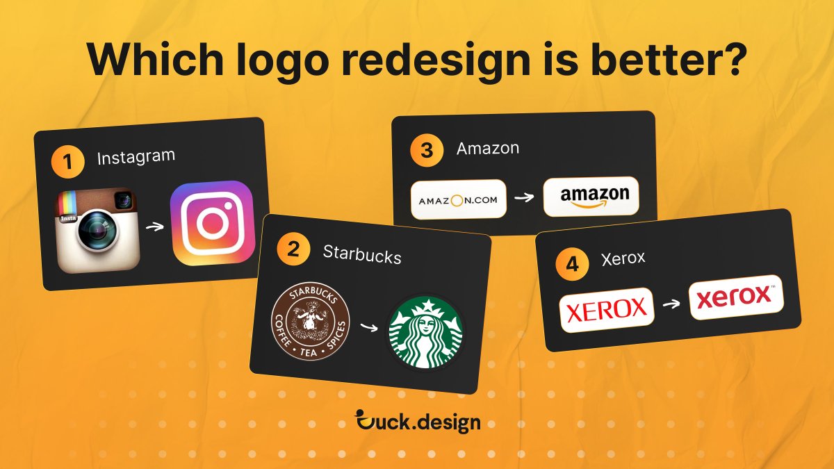 Duckdesignapp's tweet photo. Logo redesigns it’s like a Rorschach test for designers — except instead of inkblots, it's kerning choices😉

We put 4 major brand rebrands side by side. Which one actually got it right?

Drop your pick below 👇
#duckdesign #digitalagency #design #logodesign #branding #logo https://t.co/EjWKv83Pwk