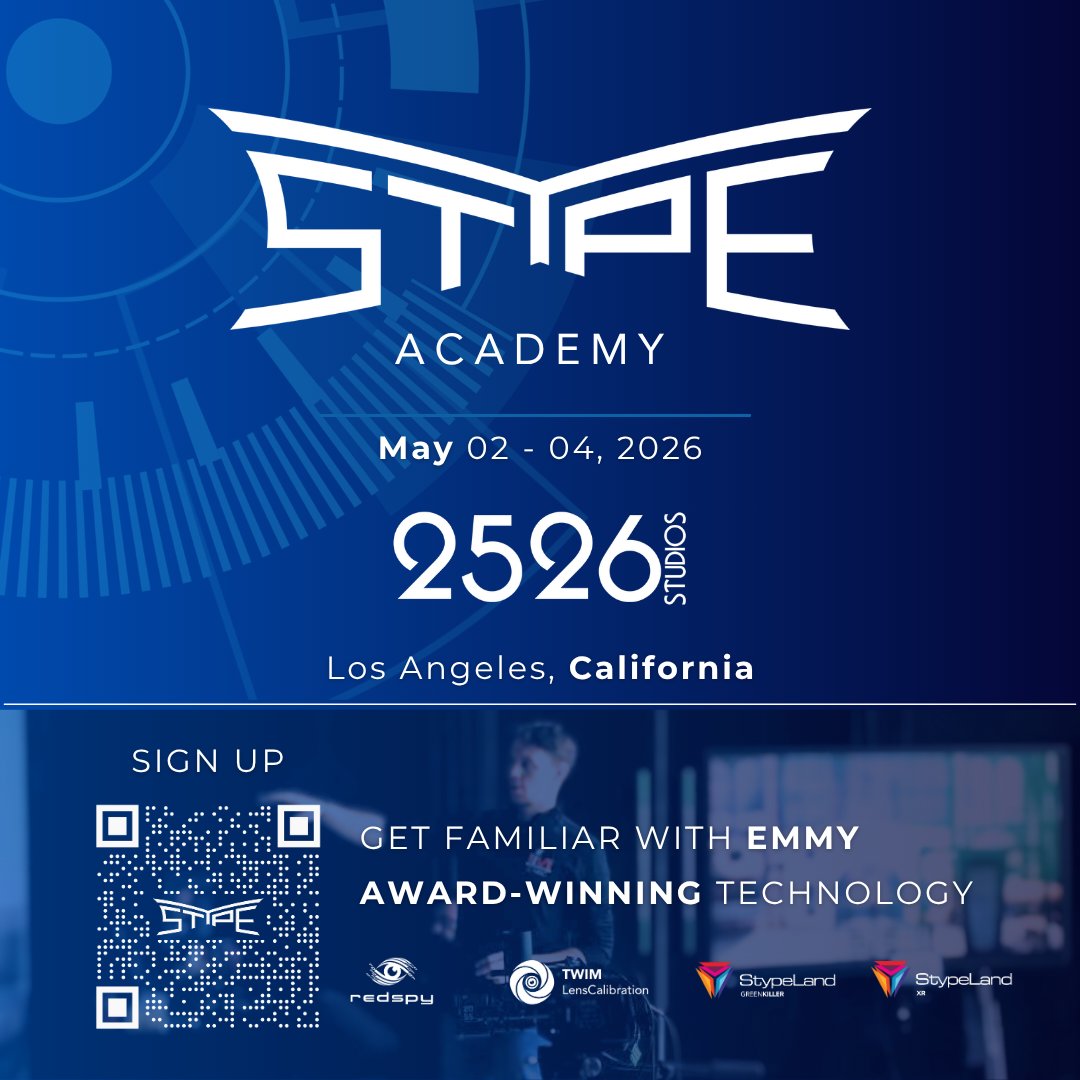 stYpeTV's tweet photo. Going to NAB? Stay for the Academy.
stYpe Academy Level 1 - May 2-4 at 2526 Studios, Los Angeles. Three days covering the full stYpe virtual production stack, right after the show.
🔗 https://t.co/nFcWwF0NdM https://t.co/ELGlL2XtVU