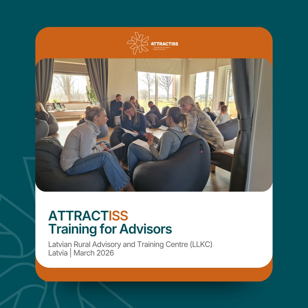 attractiss's tweet image. 💡#ATTRACTISS training in Latvia

At LLKC’s training centre in Lielozoli, Marleen Gysen (Boerenbond) delivered an ATTRACTISS training for advisors. 

🔄Spiral of Innovation
🧰Hands‑on ATTRACTISS toolbox
🌱Real advisory cases 

👉buff.ly/8oz845L 

#AKIS #CapacityBuilding