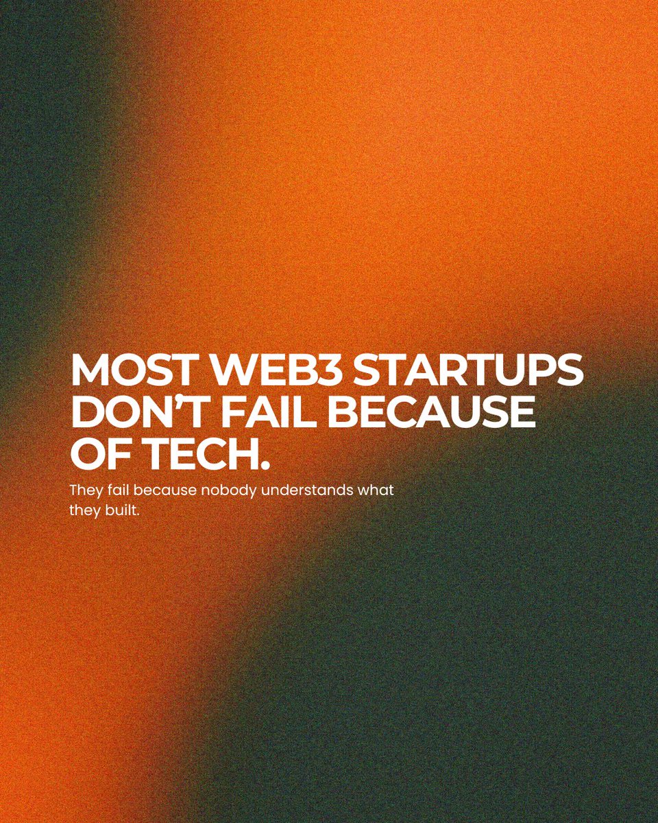 _agslabs's tweet photo. Most Web3 startups don’t fail because of bad tech — they fail because no one gets it.

If your product needs a 10-min explanation, you don’t have a product — you have a problem.

Clarity > Complexity.
Distribution > Innovation.
Explain it simply. Win faster. https://t.co/oGonwJMFNO
