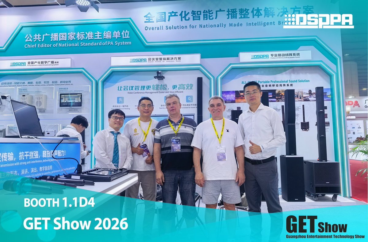 GuangzhouDSPPA's tweet image. 🎉🔜 #DSPPA | That's a Wrap on #GETshow 2026! See You Next at Beijing #Infocomm.

🎊Beijing Infocomm 2026
🗓 Date: April 15–17, 2026
📍 Venue: DSPPA Booth EC3-01, China National Convention Center (CNCC)

dsppatech.com
dsppacs.com