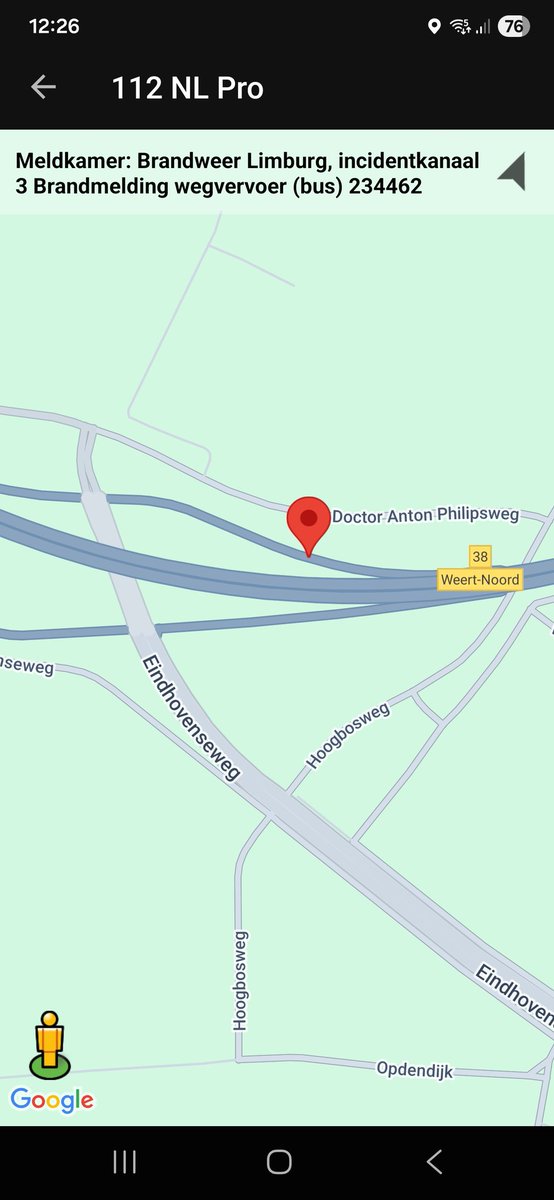 Brandmelding wegvervoer op A2 bij Weert