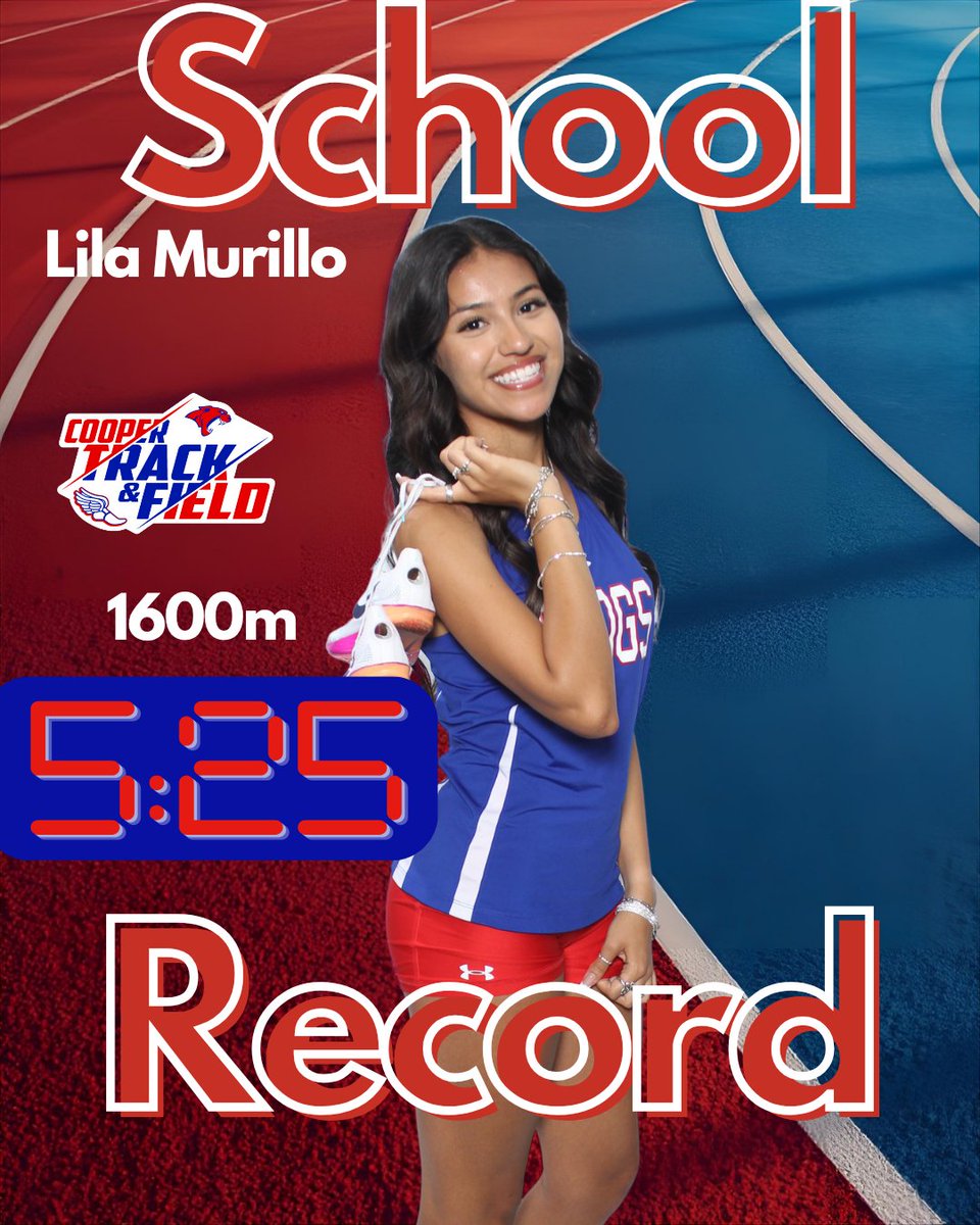 coogsxctf's tweet photo. As we enter Day 1 of the District Meet! We want to celebrate one of the highlights of this 2026 season.

Lila Murillo, junior, broke the school's record for 1600m. She ran 5:25.24 breaking the previous record of 5:34.49. ✨️

Our Coogs can do amazing things! Lets Go! #MPFAW #TTS https://t.co/pJb4GOkY6i