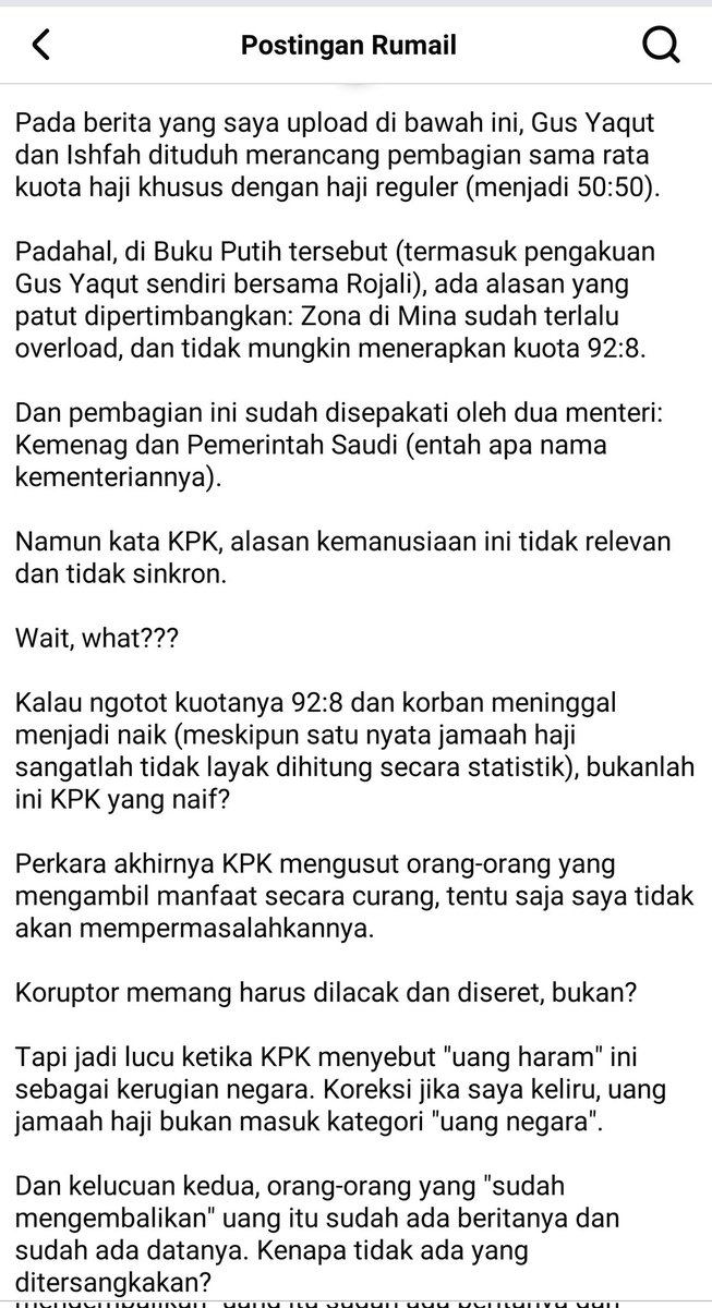 AfifFuadS's tweet photo. Tulisan menarik dari Kyai Rumail Abbas soal kasus Gus Yaqut. 
Analogi sederhananya bagus 👇 https://t.co/TRezq9h9fT