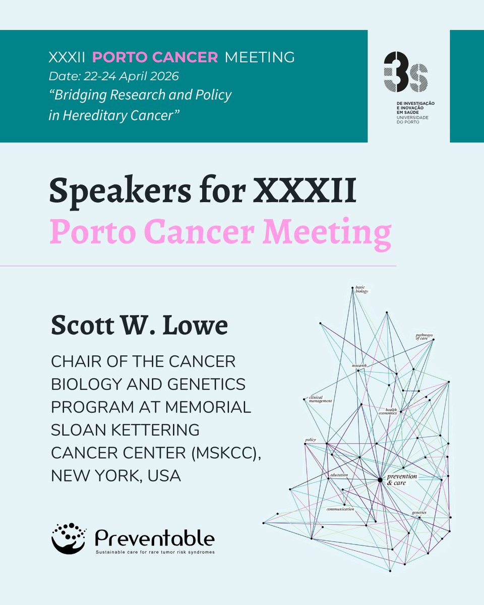 Preventable_EU's tweet photo. 🎤 Speaker Spotlight: Scott W. Lowe, Chair of the Cancer Biology and Genetics Program at Memorial Sloan Kettering Cancer Center (MSKCC), as a speaker at the XXXII Porto Cancer Meeting.

🔗 Learn more about the event: https://t.co/L878BbIUVn

#Preventable #PortoCancerMeeting https://t.co/WlS7t4kCgh