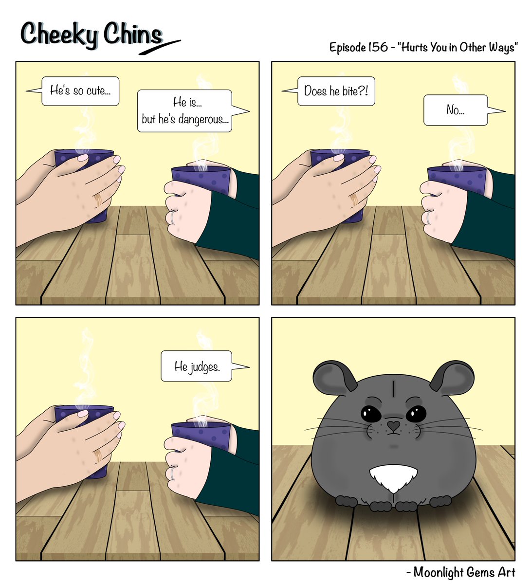 Cheeky_Chins's tweet photo. Cheeky Chins Episode 156 - "Hurts You in Other Ways"   #chinchilla #furbaby #chinchillalove #cheekychins #pets #cute #art #artist #artistsontwitter #cartoon #comic #drawing https://t.co/DpXxiaaR9p