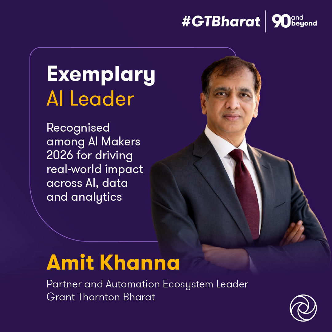 GrantThorntonIN's tweet photo. We are proud to announce that Amit Khanna, Partner and Automation Ecosystem Leader, Grant Thornton Bharat, has been recognised in the prestigious AI Makers 2026 list by 3AI.
#AIMakers2026 #ArtificialIntelligence #Automation #DigitalTransformation #dGTL https://t.co/uLj7dl0m4G