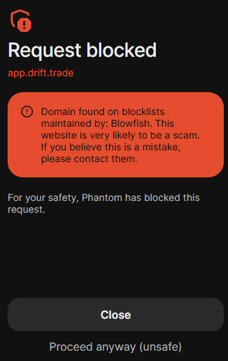 Might be a dumb question. Should i not proceed? This is me trying to withdraw my fund from Drift trading platform.
