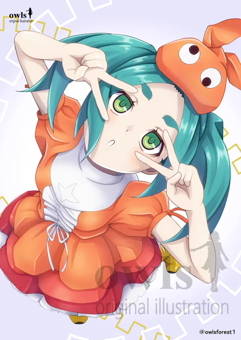 イラスト完成しました。 今回のファンアート、物語シリーズの斧乃木余接を描きました。 「イエーイ。ピースピース。」 #イラスト #斧乃木余接
