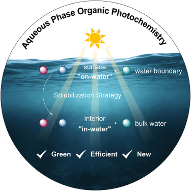 ChemistryKoenig's tweet photo. Our perspective charts the potential of water as a programmable reaction medium using compatible catalysts, EDA complexes, engineered micelles and microdroplets. Congrats @yaming_tian 
Aqueous-phase organic photochemistry: Distinct modes and interfaces 
https://t.co/jOqPZJffYD https://t.co/oSF1sUzGZu